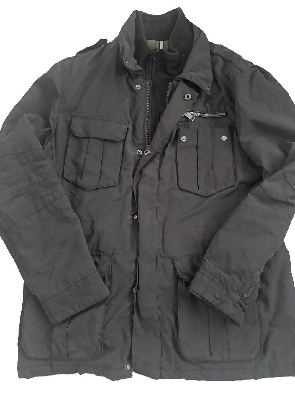 MARC NEW YORK Men's Black Utility Jacket Nylon Polyester Shell with Fleece XL